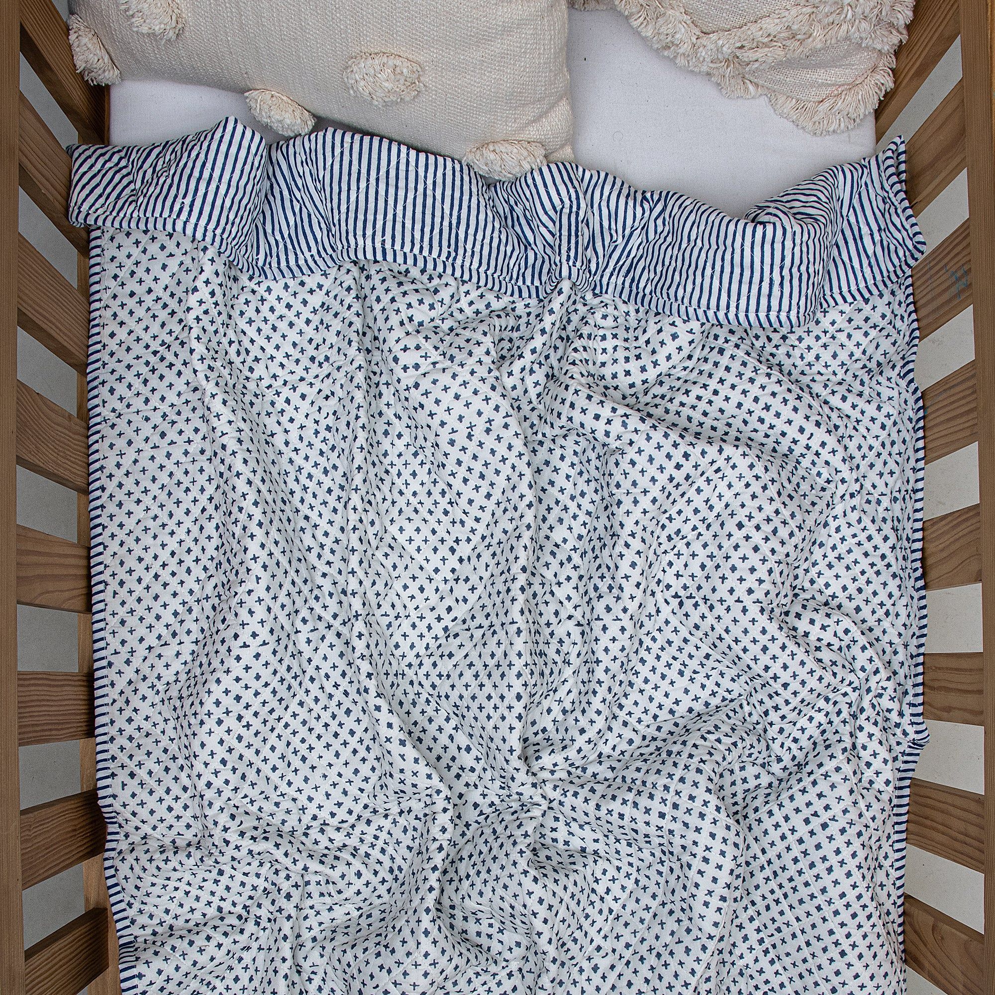 Blue Star Printed Soft Cotton Baby Blankets 123
